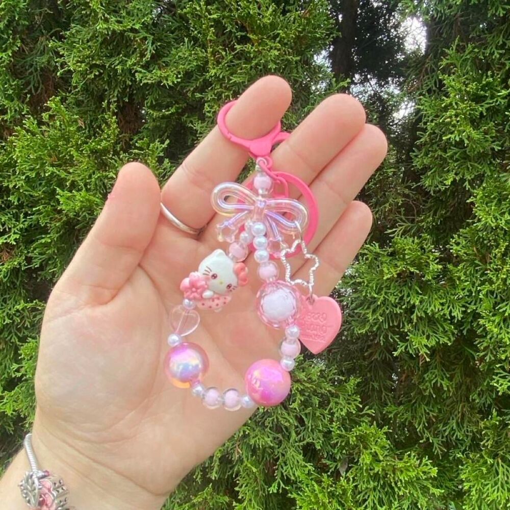 Hello Kitty Pink Beaded Keychain